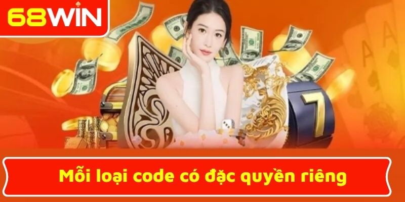 Mỗi loại code có đặc quyền riêng